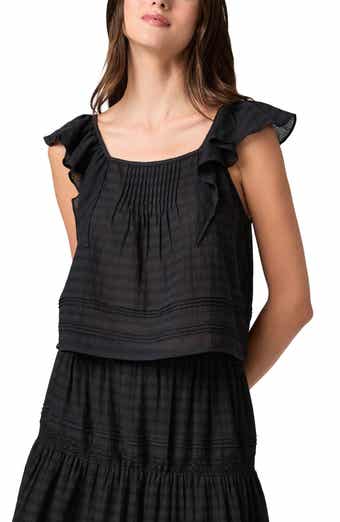 Oaks Pintuck Ruffle Top