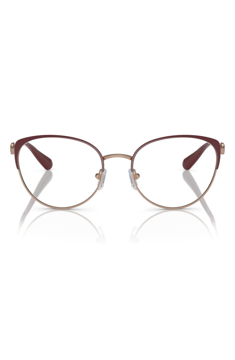 Emporio Armani 53mm Cat Eye Optical Glasses, Main, color, Rose Gold/ Bordeaux/ Demo Lens