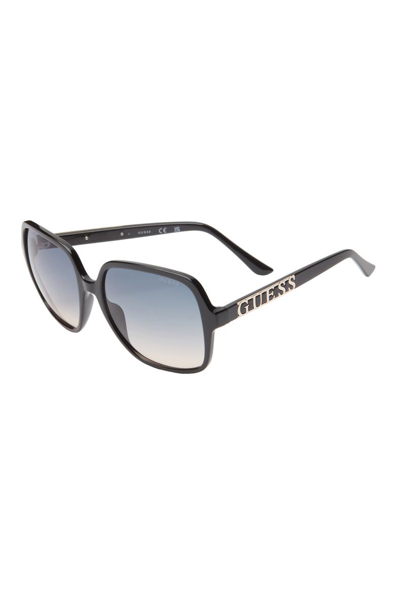 58mm Square Sunglasses, Alternate, color, SHINY BLACK / GRADIENT BLUE