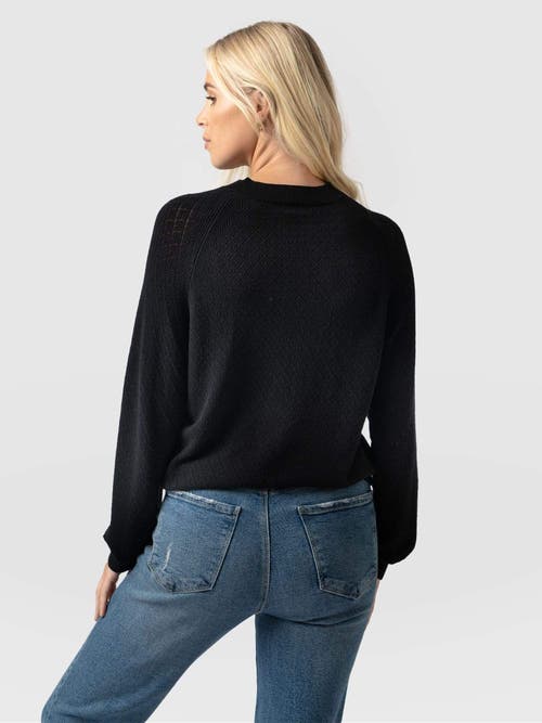 Saint + Sofia Diamond Knit Sweater In Black