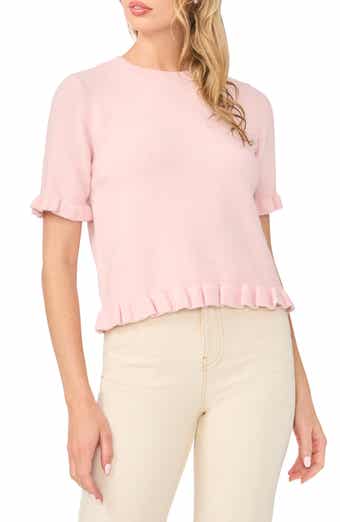 Ruffle Trim Short Sleeve Sweater