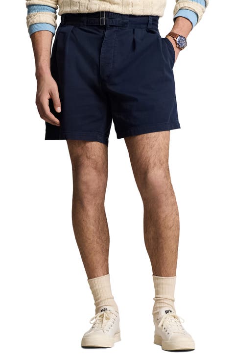 Belted Cotton Twill Shorts