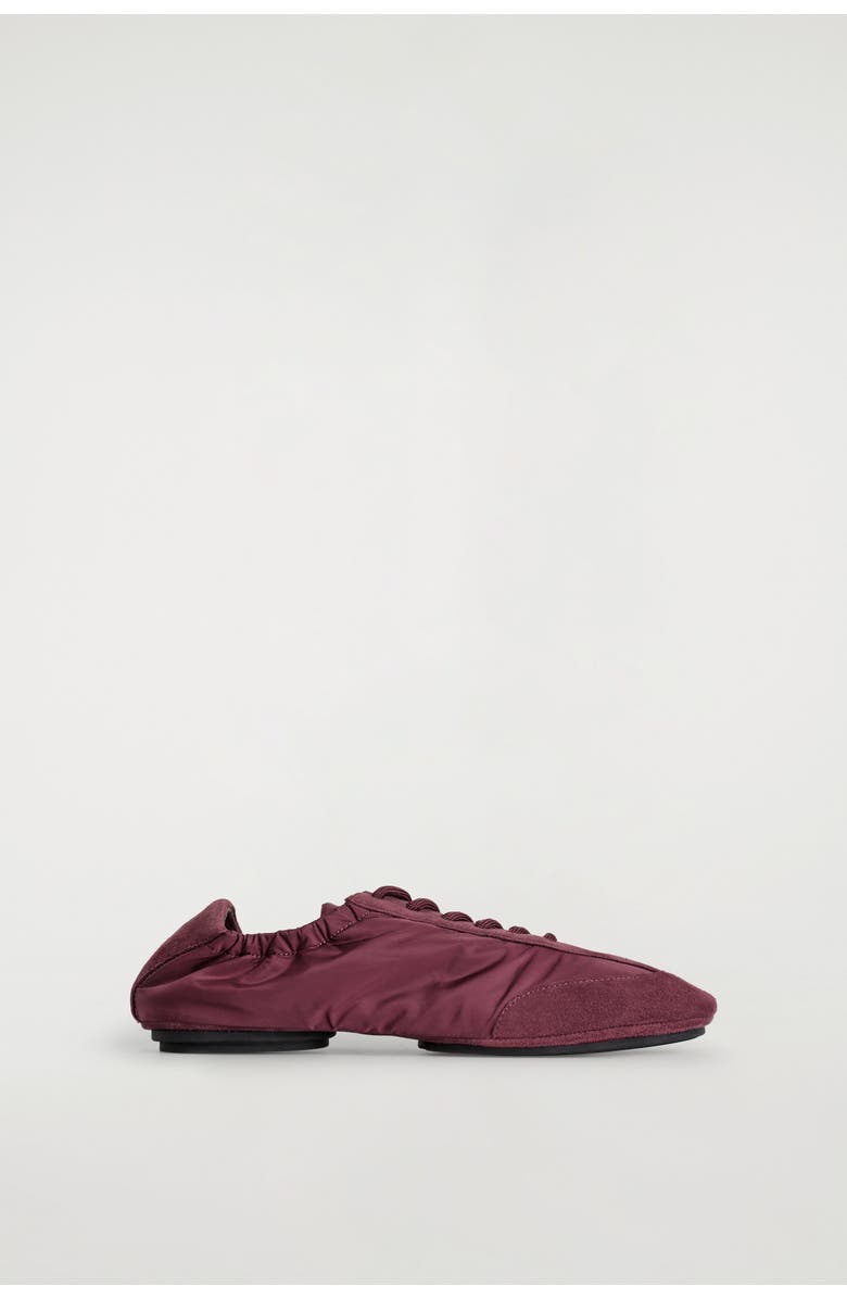 COS Suede-Nylon Ballet Sneakers, Main, color, Bordeaux