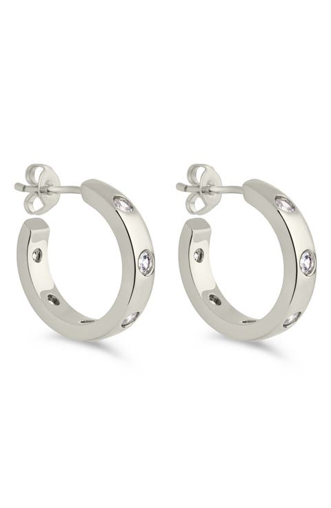 Molly Cubic Zirconia Studded Huggie Hoop Earrings