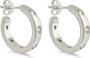 Sterling Forever Molly Cubic Zirconia Studded Huggie Hoop Earrings