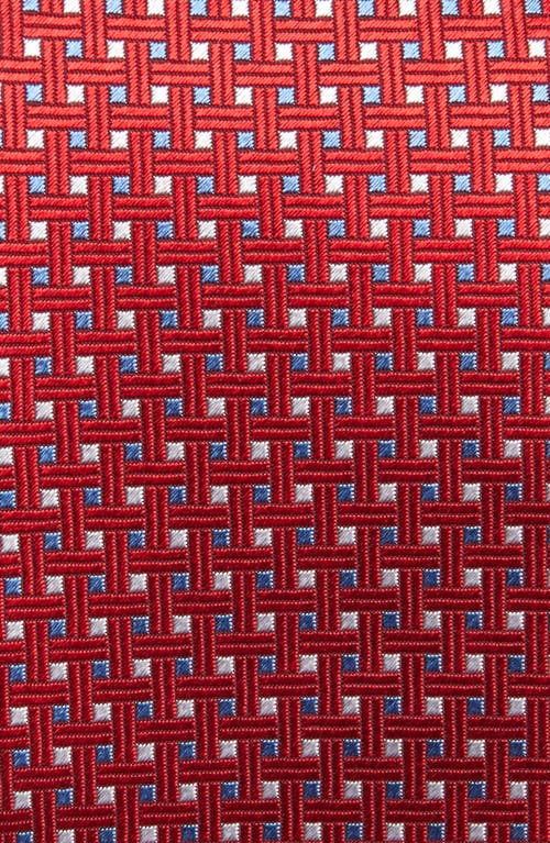 David Donahue Neat Basket Weave Silk Tie In Red