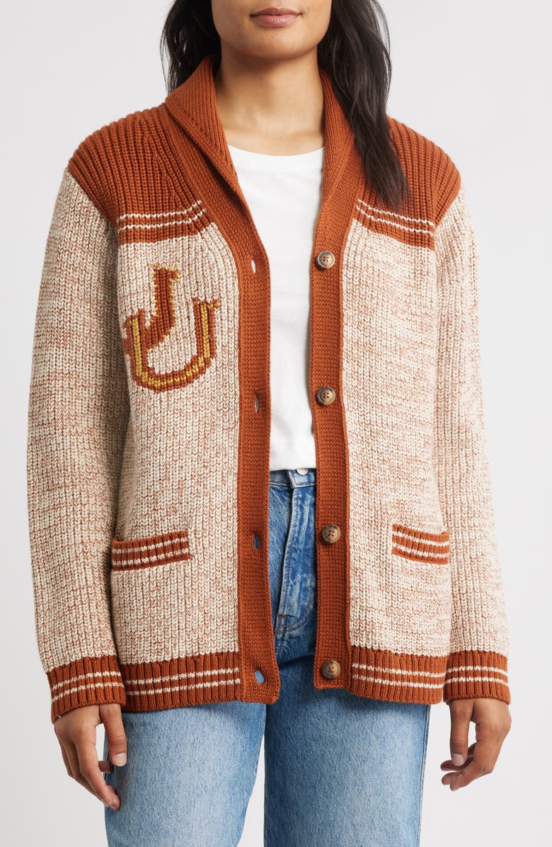 Pendleton Heritage Cardigan, Main, color, Ecru Heather/ Copper