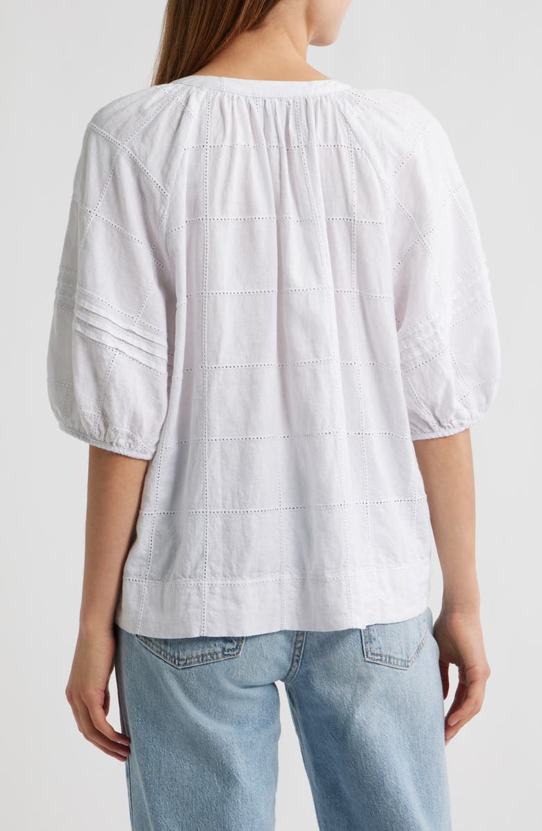 Rails Shoshanna Puff Sleeve Linen Blend Top, Alternate, color, Charli Patchwork Embroidery