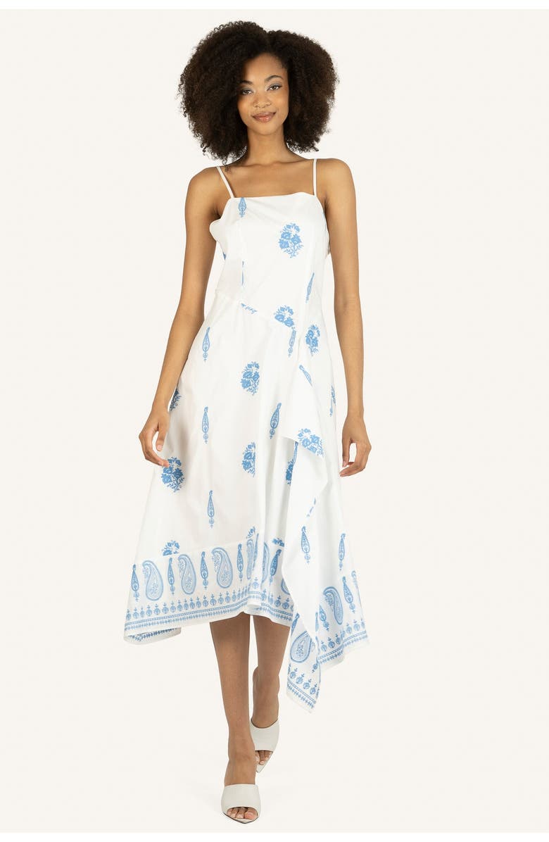Super Natural by Secret Mission Rosetta Dress, Main, color, Off-White With Blue Embroidery