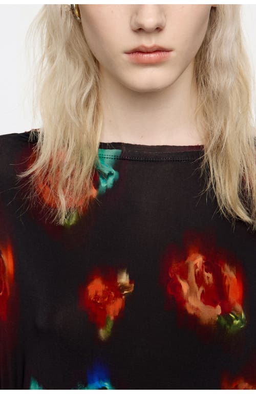 Bimba Y Lola Ribbon Roses Gathered Dress With Tulle Skirt In Black