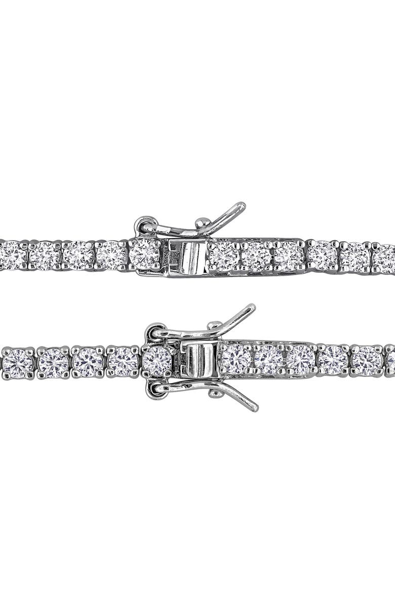 DELMAR Lab Grown Ruby Heart & Lab Grown White Sapphire Tennis Necklace & Bracelet Set, Alternate, color, 