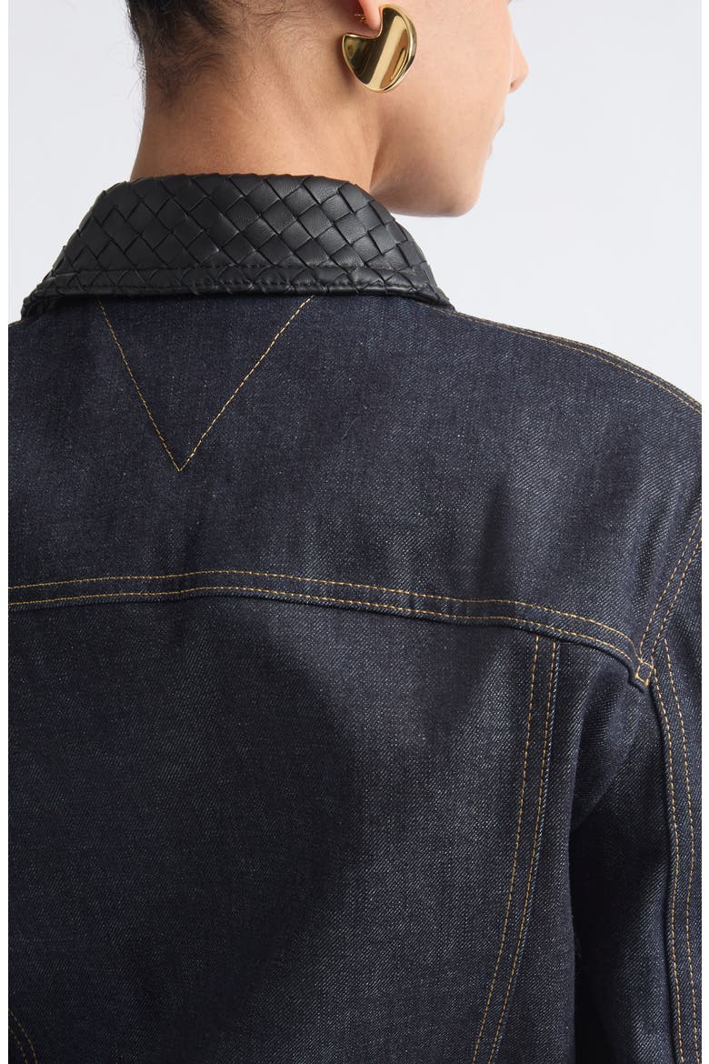 Intrecciato Collar Denim Jacket, Alternate, color, 4245 INDIGO
