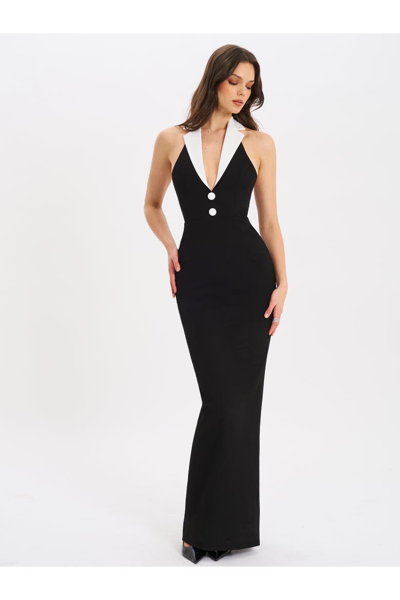 Raelyn Business Casual Maxi Dress, Alternate, color, Black and White