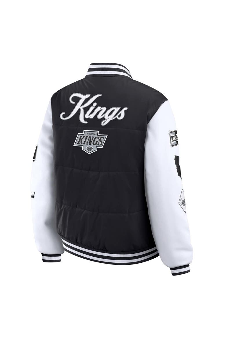 Women's WEAR by Erin Andrews Black/White Los Angeles Kings Varsity Full-Snap Puffer Jacket, Alternate, color, Black