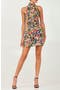 Sarah Embroidered Sequin Halter Minidress