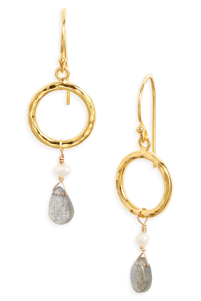 Chelsea Freshwater Pearl & Labradorite Drop Earrings, Main, color, GOLD/ WHITE