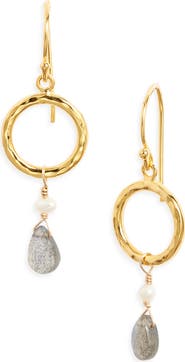 Kiara by Ki-ele Chelsea Freshwater Pearl & Labradorite Drop Earrings