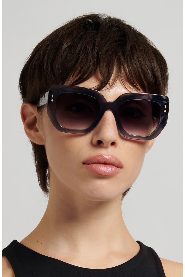 53mm Gradient Rectangular Sunglasses, Alternate, color, BLUE/ DARK GREY SF