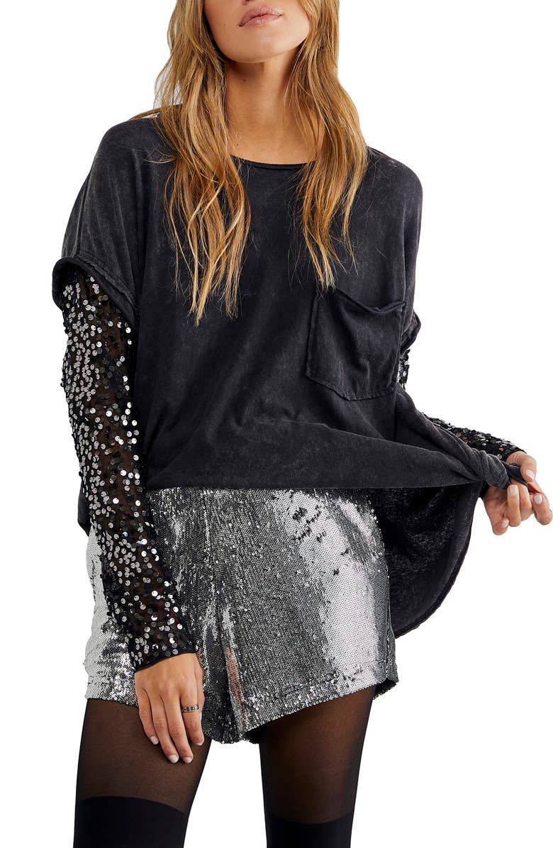 Free People Celine Sequin T-Shirt, Main, color, 