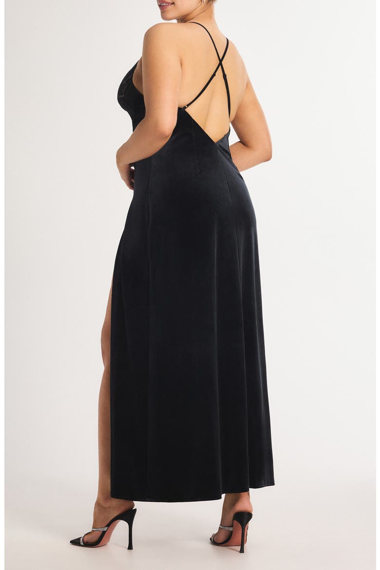Noir Velvet Maxi Slipdress, Alternate, color, BLACK CAVIAR