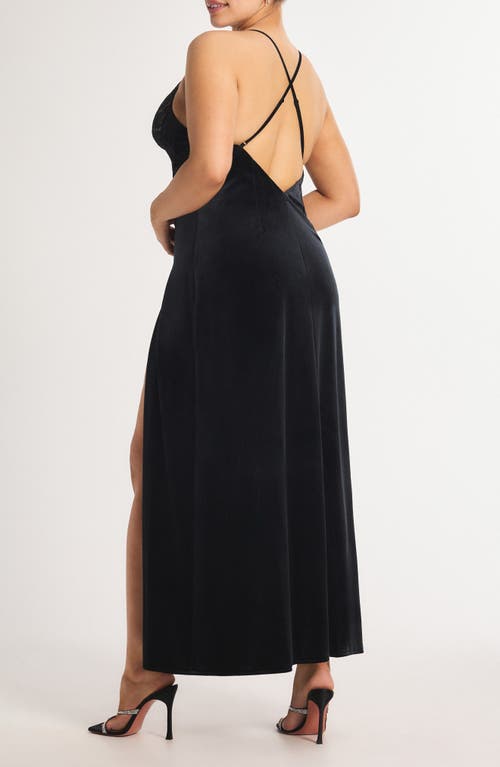 Savage X Fenty Noir Velvet Maxi Slipdress In Black