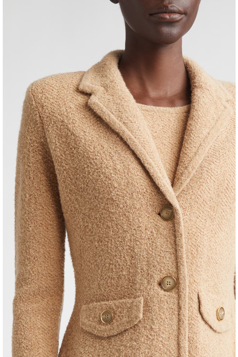 Cotton & Wool Blend Tweed Sweater Jacket, Alternate, color, CAMEL TWEED MULTI
