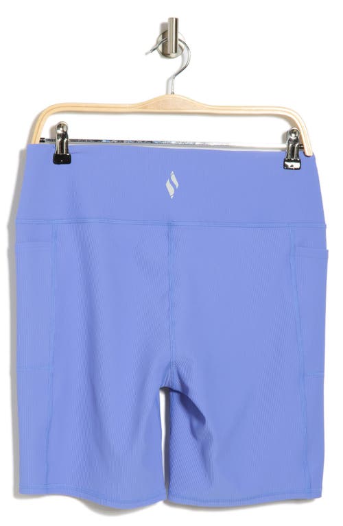 Skechers Goflex Ribbed High Waist Pocket Bike Shorts In Periwinkle