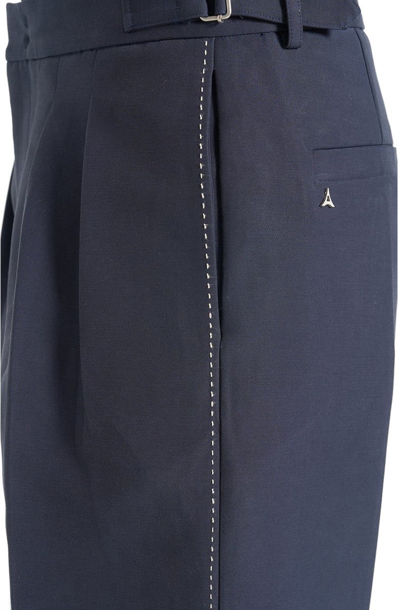 Manière De Voir Nolan Twin Pleat Chino Trousers with Stitch Detail, Alternate, color, Navy
