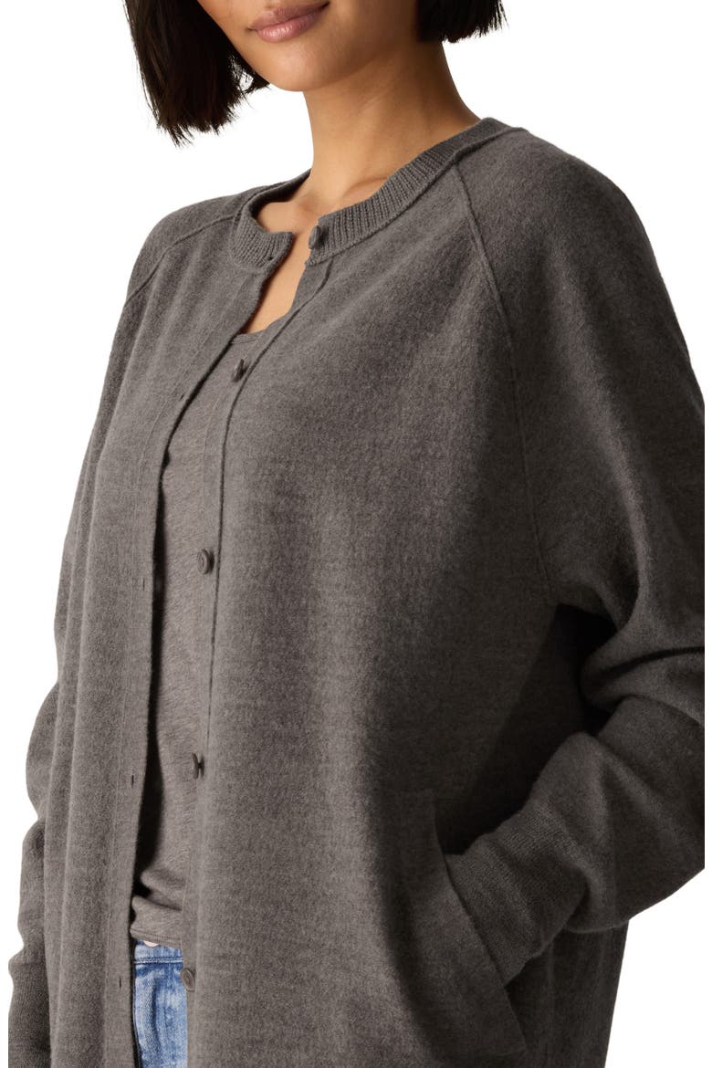 Long Wool Cardigan, Alternate, color, COBBLESTONE