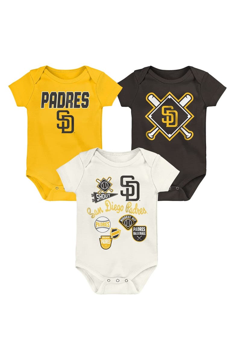 Outerstuff Newborn Outerstuff San Diego Padres Home Plate 3-Piece Creeper Set, Main, color, Yellow