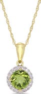 Julianna B. Gemstone & Diamond Halo Necklace 10K