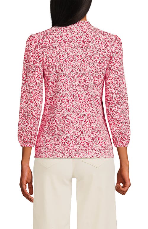 Lands' End Lightweight Jersey Button Pintuck Top In Pink