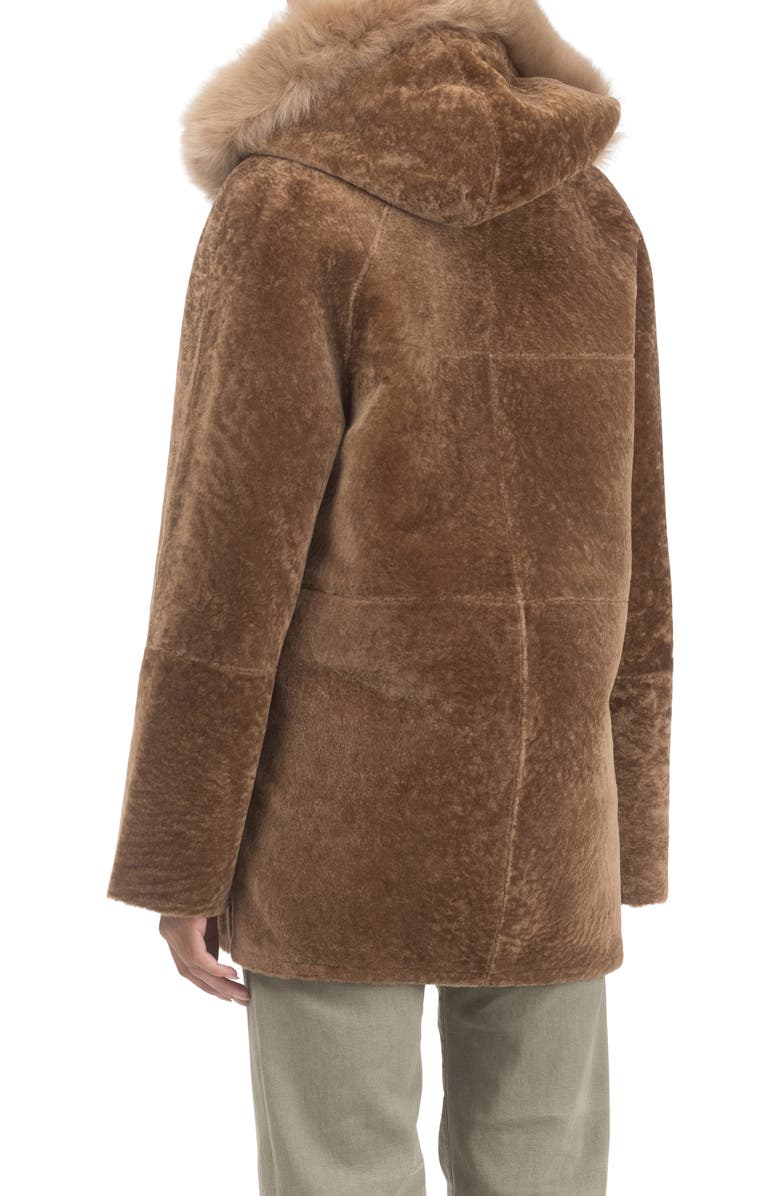 GORSKI Reversible Textured Genuine Shearling Parka with Genuine Shearling Trim, Alternate, color, Camel/Camel