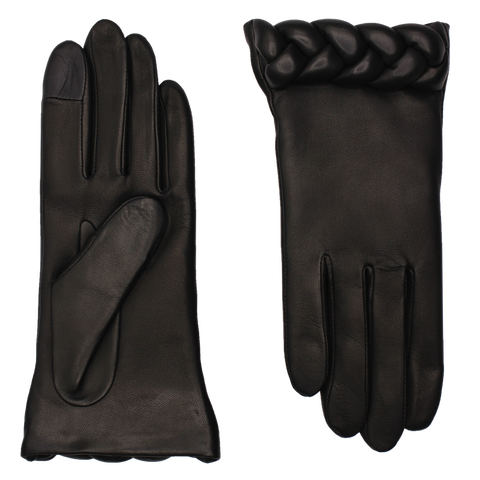 New Edith Lambskin Glove Lined in Cashmere with Braided Cuff