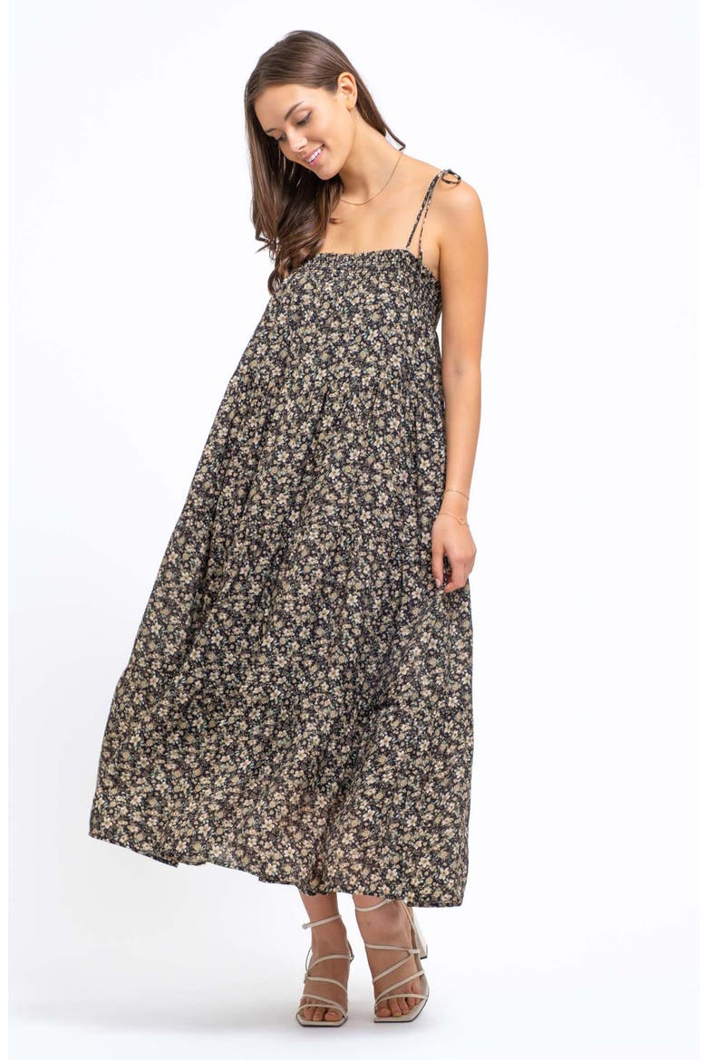 Tie Strap Maxi Dress, Alternate, color, BLACK MULTI