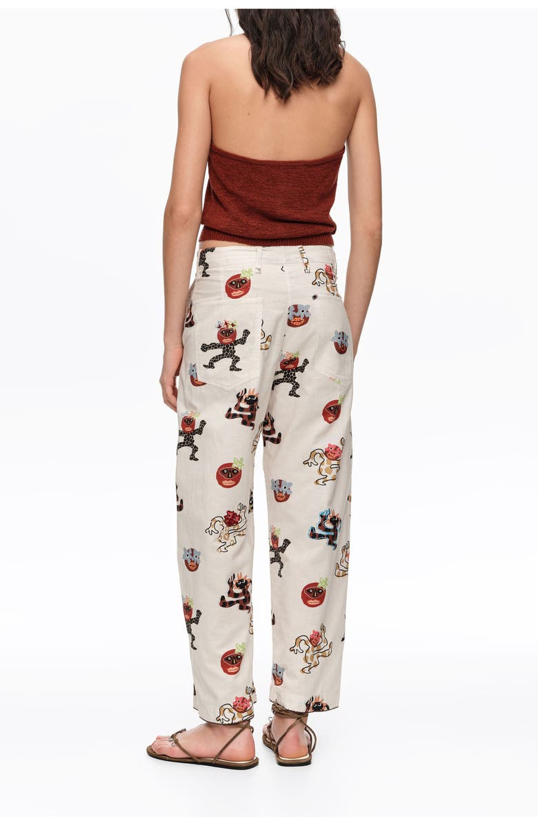 Bimba y Lola Samba Barrel Trousers With Decorative Stitching, Alternate, color, Samba
