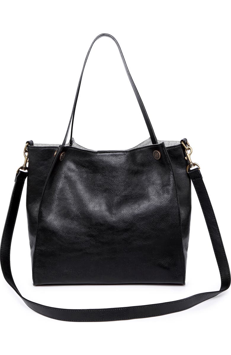 OLD TREND Daisy Leather Tote Bag, Alternate, color, Black