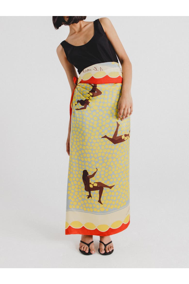 X-Large Printed Silk Scarf, Alternate, color, Print 'Bathers' 49