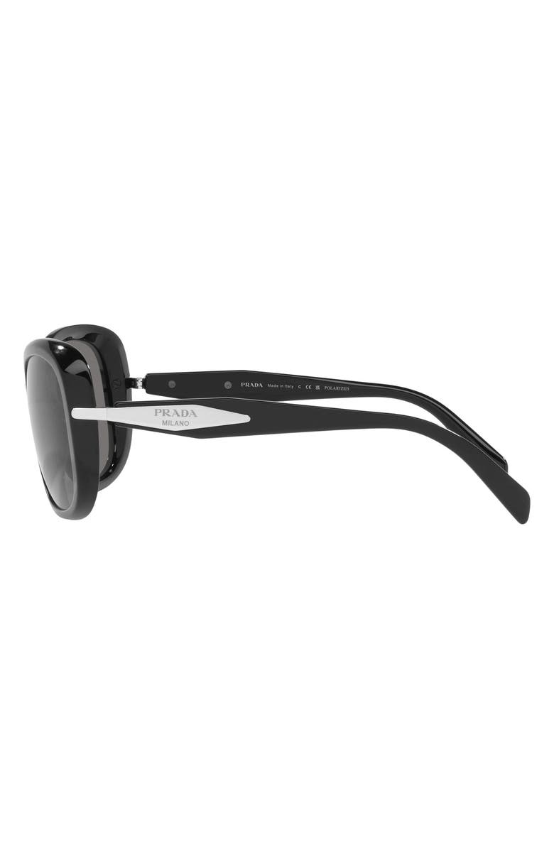 Prada 57mm Polarized Rectangular Sunglasses, Alternate, color, 
