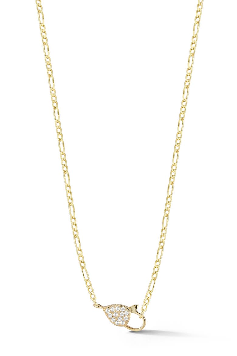 Pavé Cubic Zirconia Clasp Pendant Necklace, Main, color, GOLD