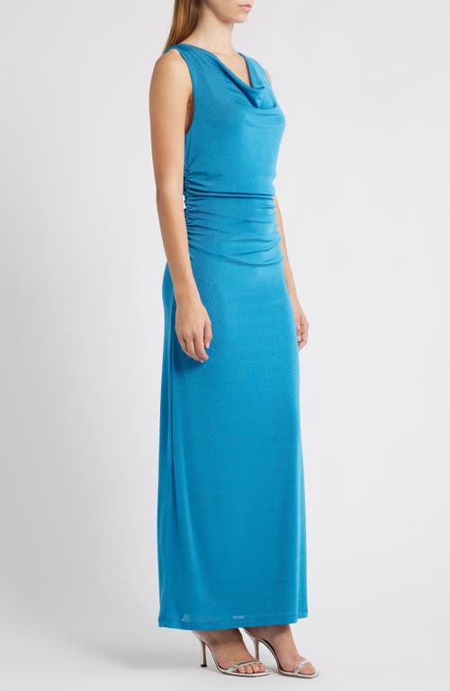 Wayf The Georgina Cowl Neck Gown In Blue