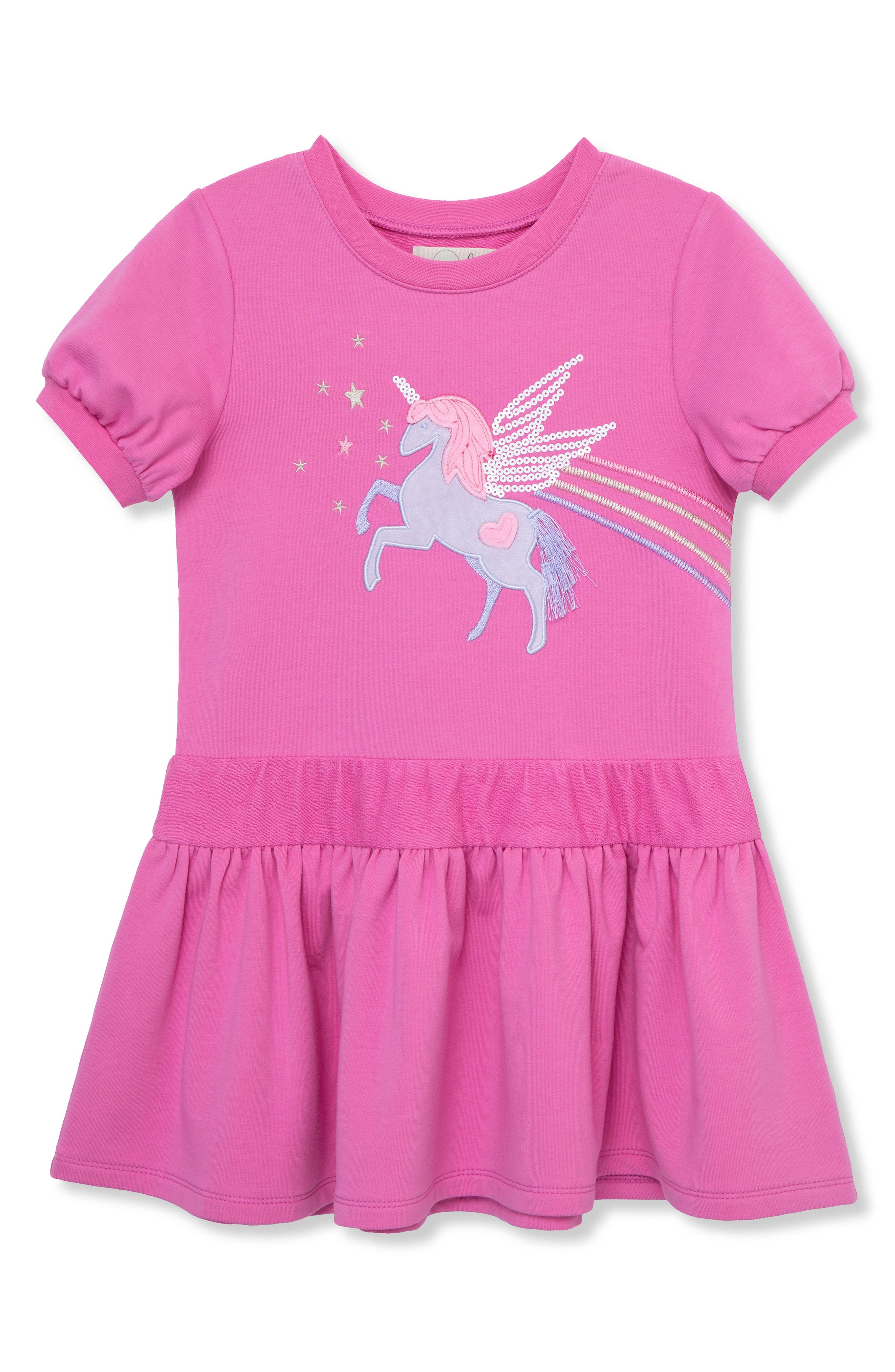 Peek Aren't You Curious Kids' Sequin Unicorn Appliqué Dress