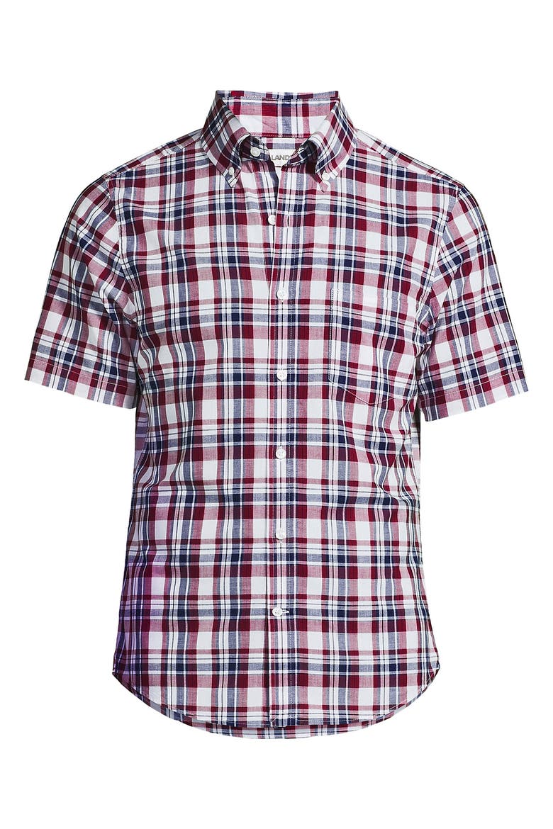 Traditional Fit Short Sleeve Madras Shirt, Alternate, color, Burgundy Spritz Madras