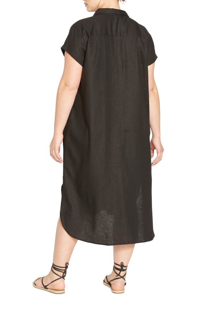 Universal Standard Dune Linen Blend Midi Shirtdress, Alternate, color, Black