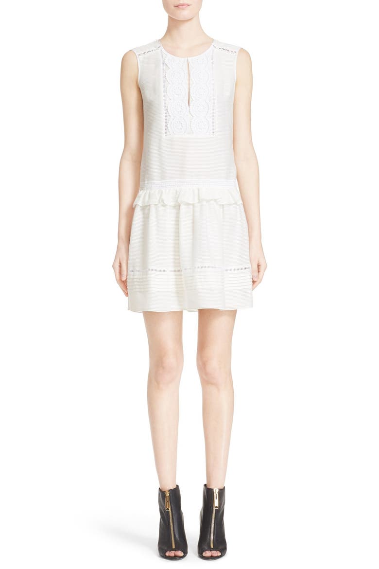 Nanette Sleeveless Drop Waist Dress, Main, color, WHITE