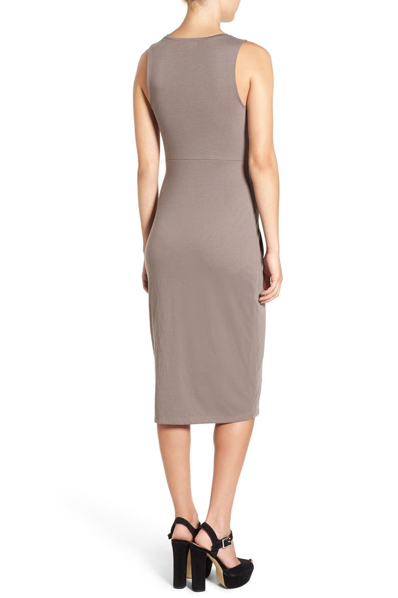 Knot Detail Midi Dress, Alternate, color, TAN DUSK