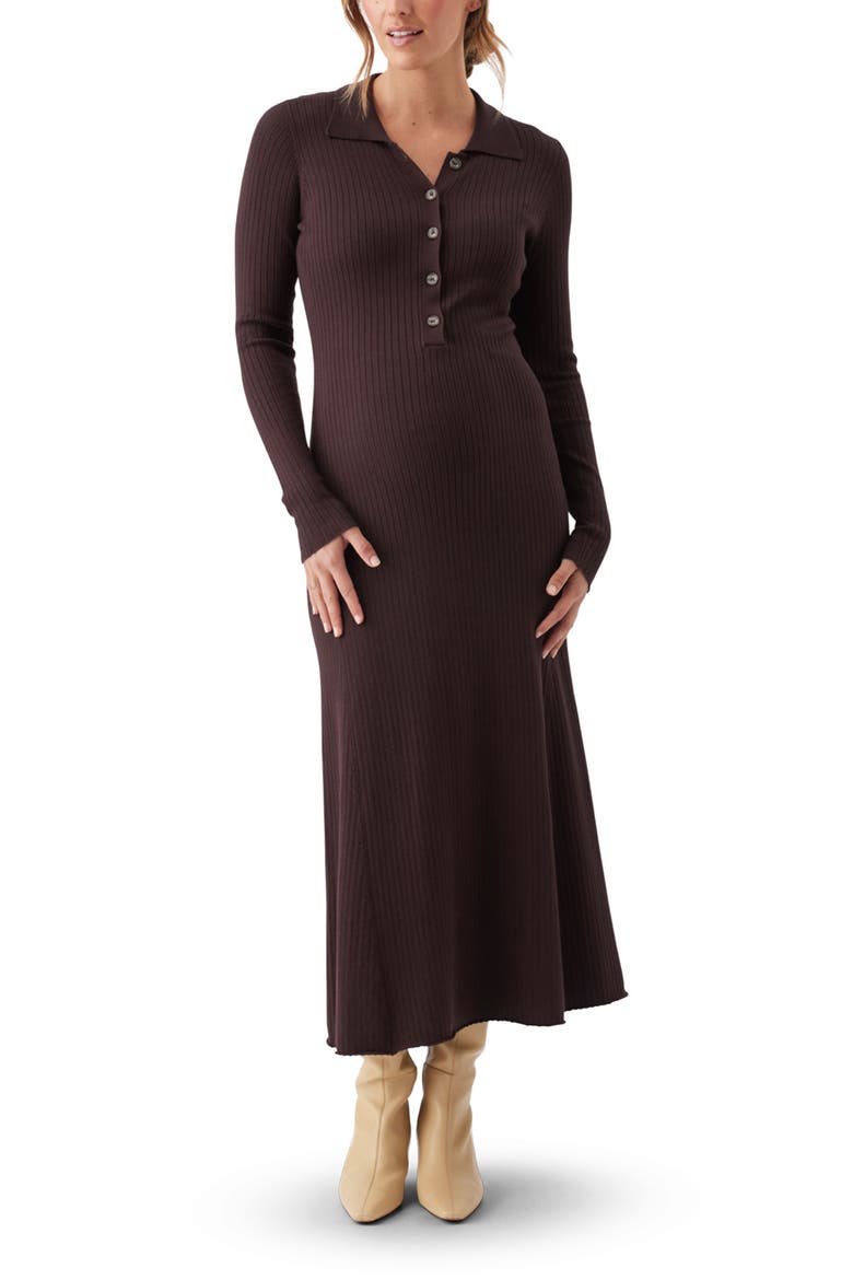 Hollie Polo Rib Knit Maternity/Nursing Dress, Main, color, Midnight