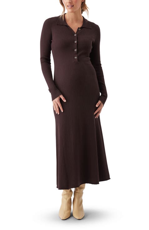 Hollie Polo Rib Knit Maternity/Nursing Dress