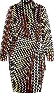 City Chic Marlowe Abstract Print Faux Wrap Dress
