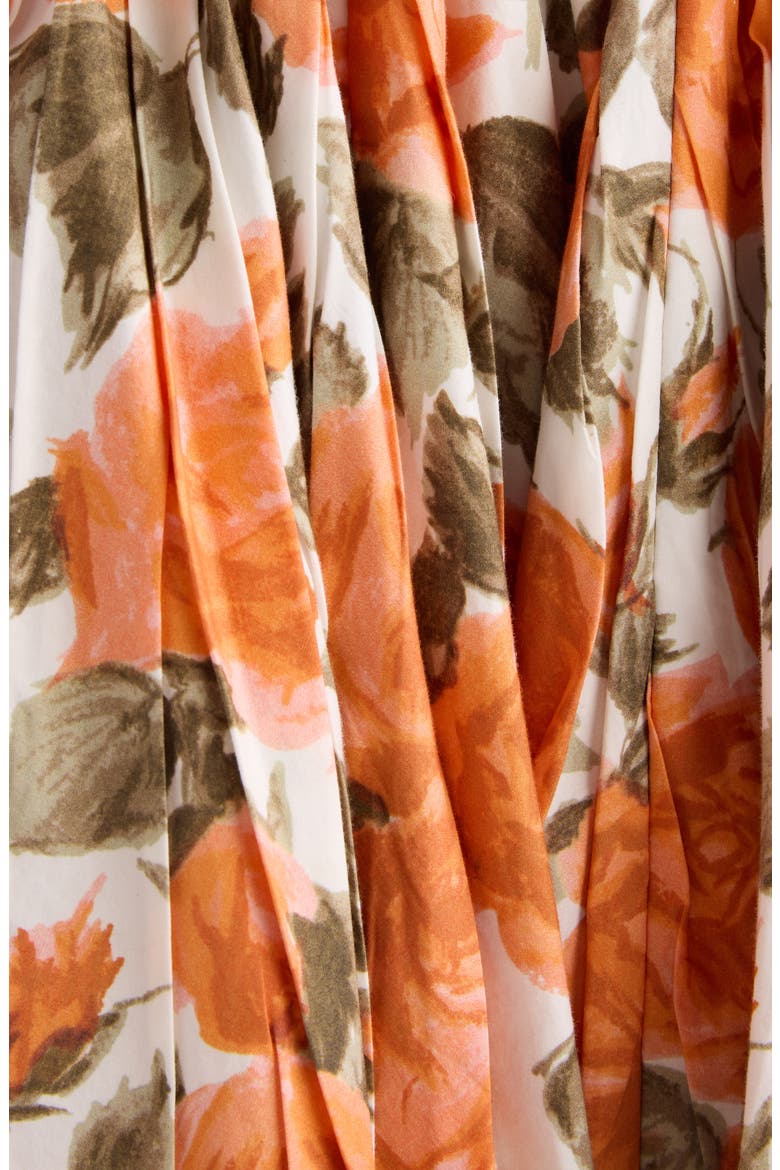 Rose Print Organic Cotton Poplin Babydoll Dress, Alternate, color, WHITE - ORANGE 1